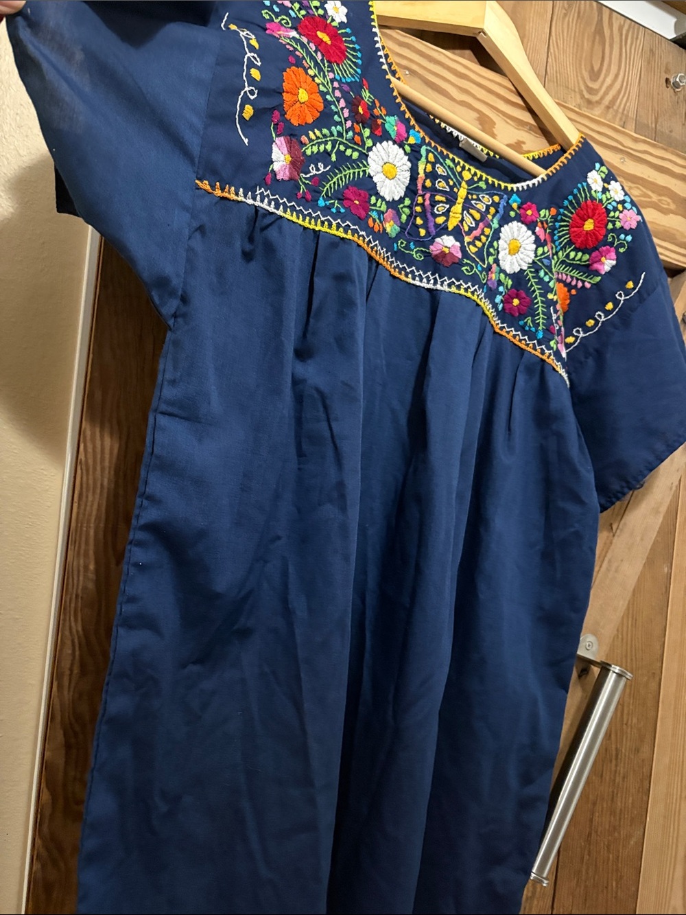 Navy Embroidered Woman’s Vibrant Top